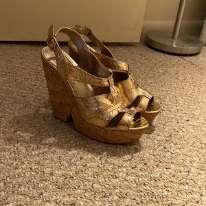 BCBG Rose Gold Wedges. Size 9.